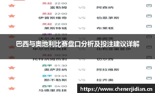 巴西与奥地利比赛盘口分析及投注建议详解